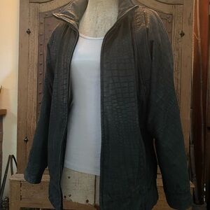 Morgan Taylor Black Textured Crocodile Leather Jacket